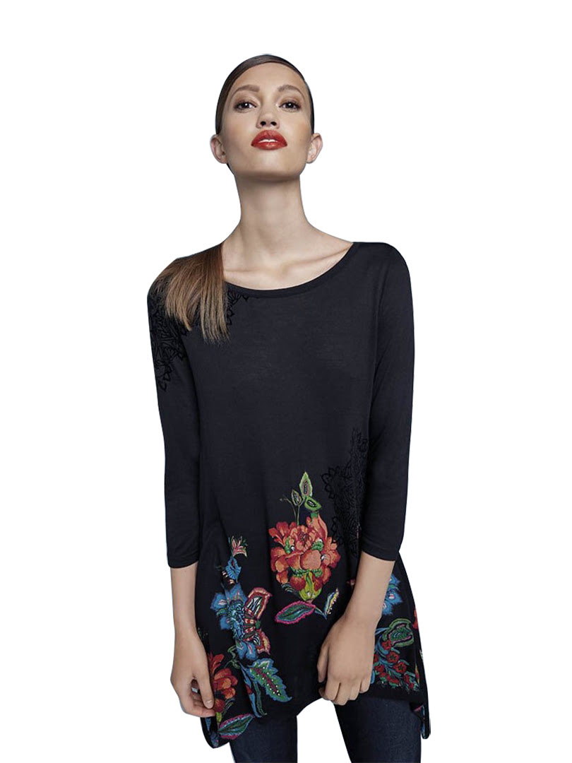 Áo thun nữ Desigual NEGRO size S - 67T24A72000S