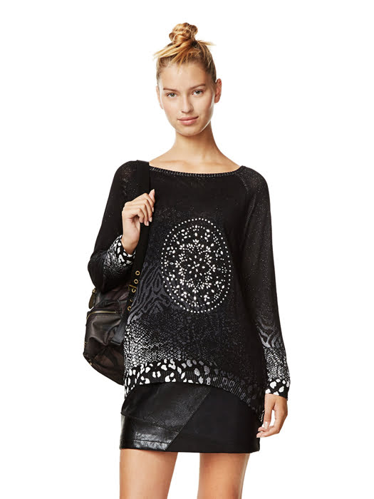 Áo dài tay nữ PULLOVER, Size XS, NEGRO - 17WWJFB32000XS