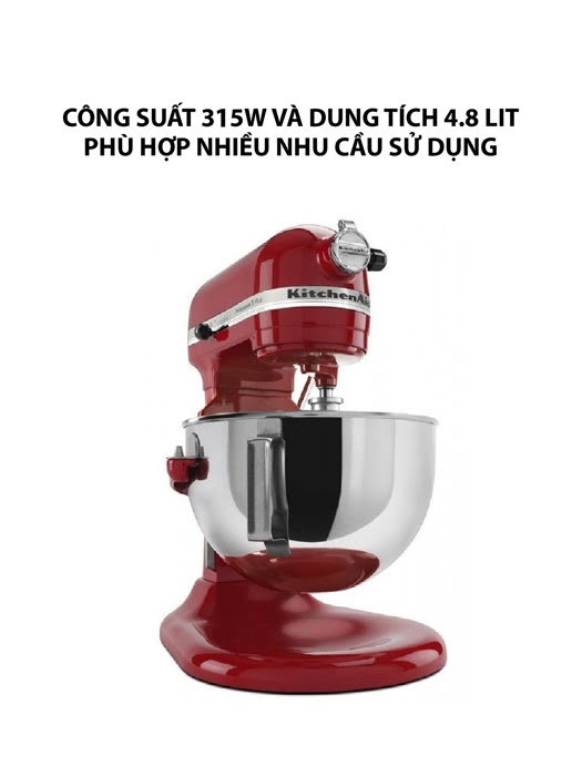 Máy trộn bát nâng công suất lớn KitchenAid Heavy Duty 220V màu đỏ 