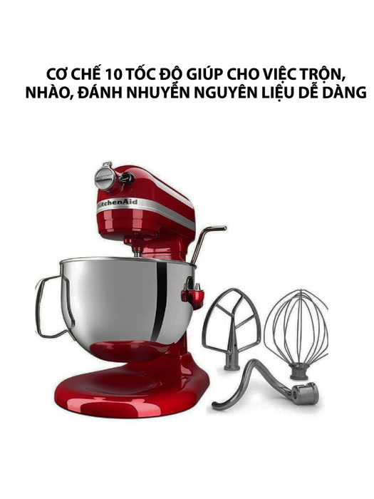 Máy trộn bát nâng công suất lớn KitchenAid Heavy Duty 220V màu đỏ 