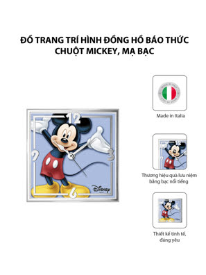 Đồ trang trí hình Đồng hồ báo thức Chuột Mickey mạ bạc hiệu VALENTI  - D395C