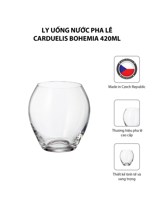 Bộ 6 ly uống nước pha lê Carduelis Bohemia 420ml