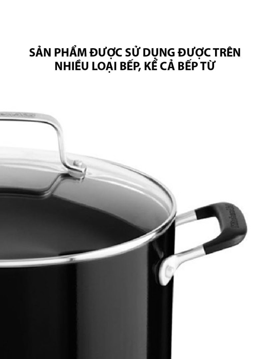 Nồi chống dính 7.6 L KitchenAid có nắp đậy màu đen KC2A80SCOB