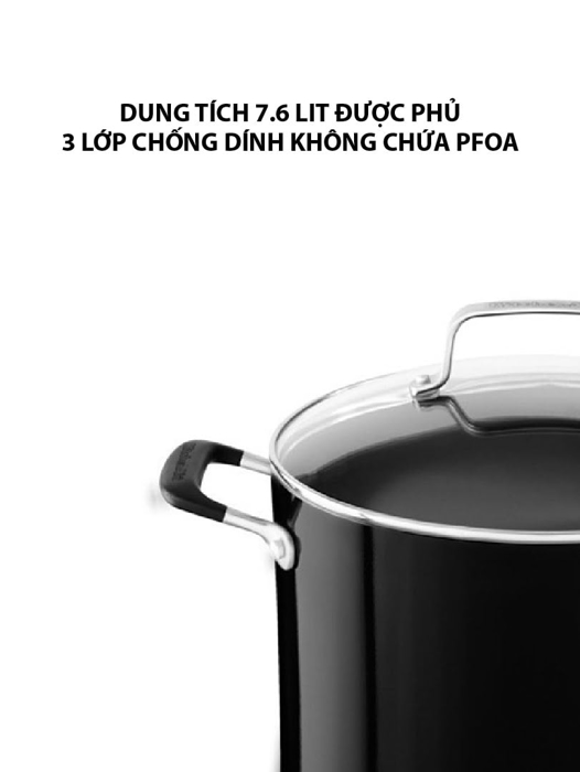 Nồi chống dính 7.6 L KitchenAid có nắp đậy màu đen KC2A80SCOB