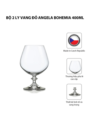 Bộ 2 ly vang đỏ Angela Bohemia 400ml