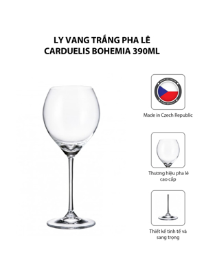 Bộ 6 ly vang trắng pha lê Carduelis Bohemia 390ml