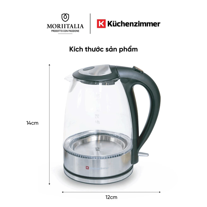 Ấm đun nước siêu tốc thuỷ tinh Kuchenzimmer 1.7 lít - 3000563