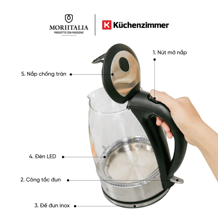 Ấm đun nước siêu tốc thuỷ tinh Kuchenzimmer 1.7 lít - 3000563