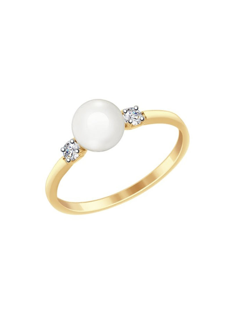 Nhẫn vàng đính ngọc trai và đá zirconia 791053