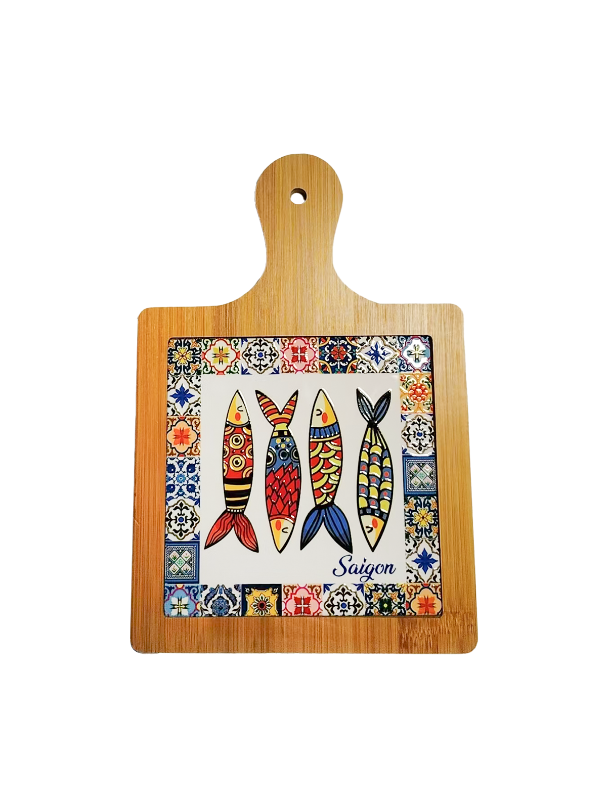 Thớt Tre Ceramic La Fonte Hoa Văn Ngư Phúc 18.5cm x 28.5cm - THOT00000383