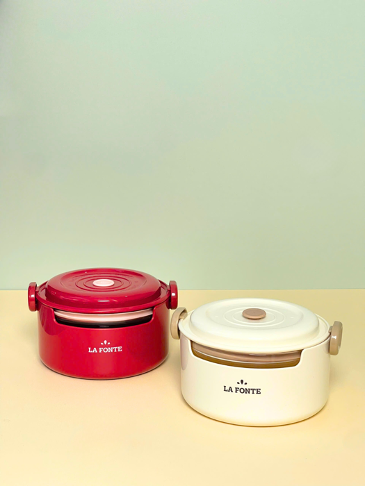 Hộp cơm thủy tinh La Fonte hình tròn (800 ml-014540-WHI)