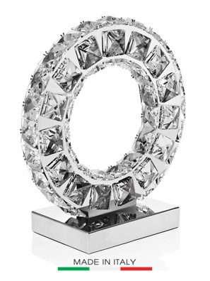 Đèn để bàn bằng thủy tinh hình chữ O lớn , Code:21510,size:  9,8- h 16,9inch  nhãn hiệu : OTTAVIAN-