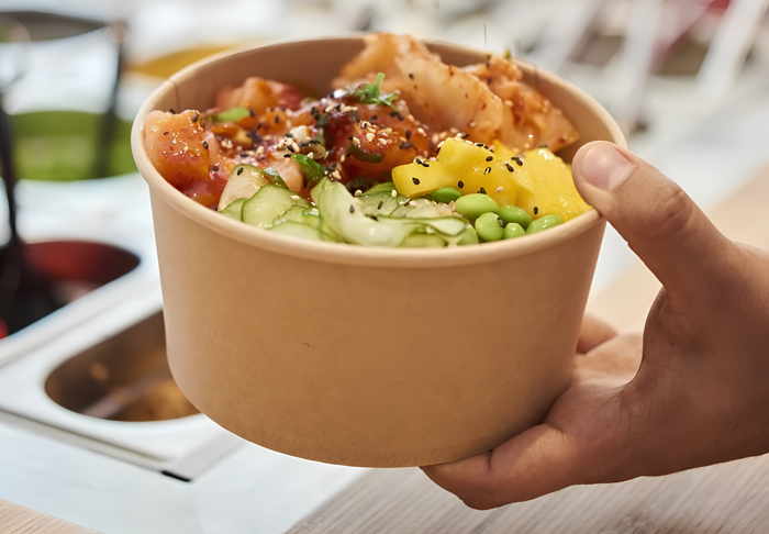 Tô giấy kraft: 750ml - 280gsm - 1PE - Không in & NAP PET - 150mm - Túi miệng xoay (50 cái/lốc)