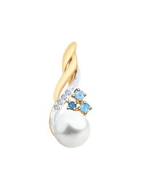 Mặt dây chuyền vàng 585, có đính ngọc trai, hoàng ngọc london - 793058