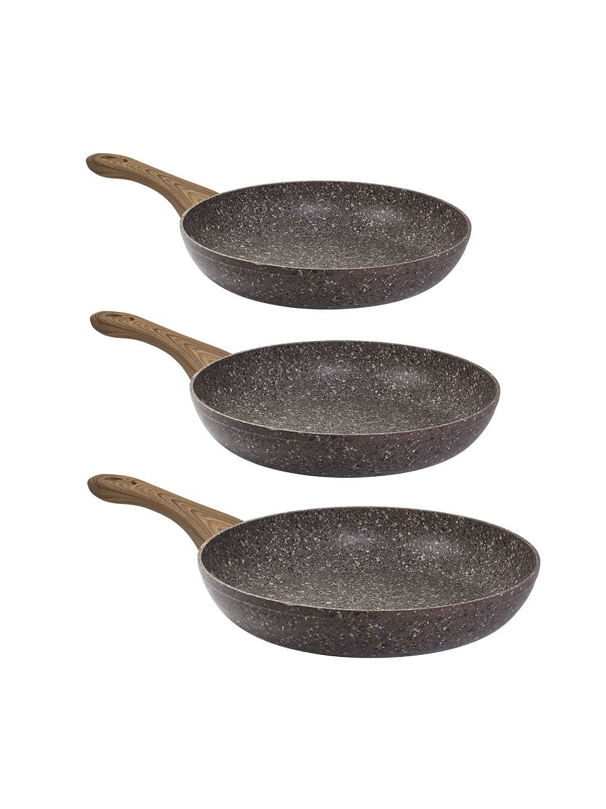 Chảo phủ chống dính đá granite CS màu nâu, (1 bộ 3 cái) size 20x24x28 - 064143