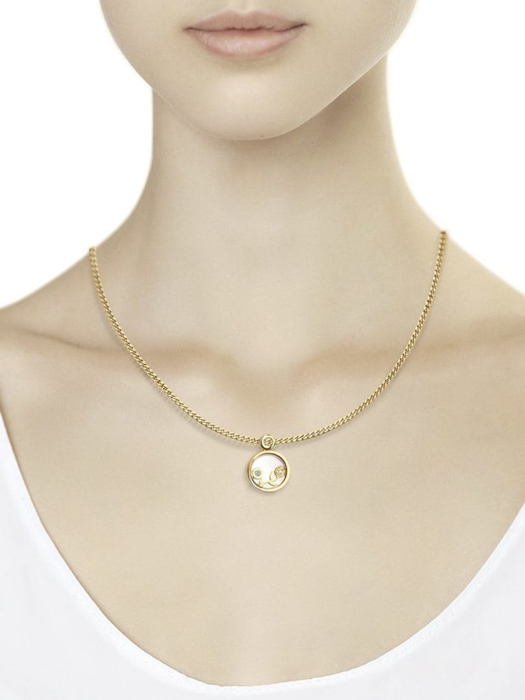 Măt dây chuyên vàng 585, mã 1030455 No 16231. có đính đá  sapphire glass, nacre, kim cương kp-57