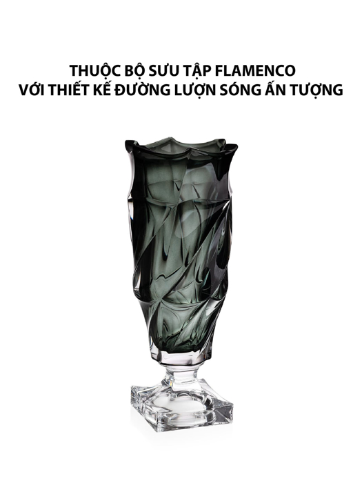 Bình hoa pha lê có chân Flamenco màu xám khói Bohemia 380mm - 593128