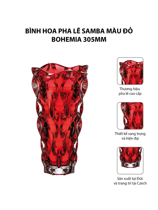 Bình hoa pha lê Samba màu đỏ Bohemia 305mm - 584621