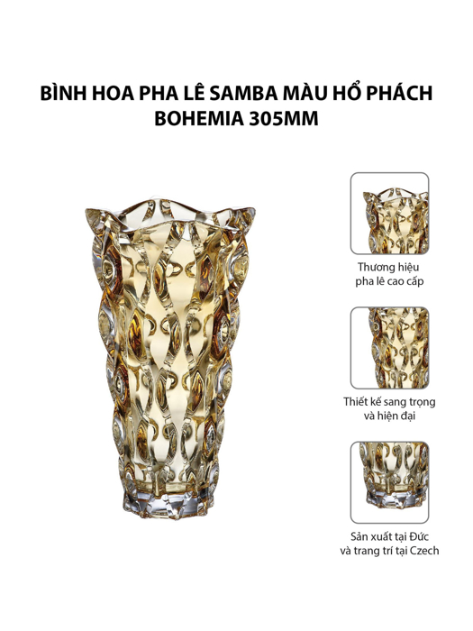 Bình hoa pha lê Samba màu hổ phách Bohemia 305mm - 262161