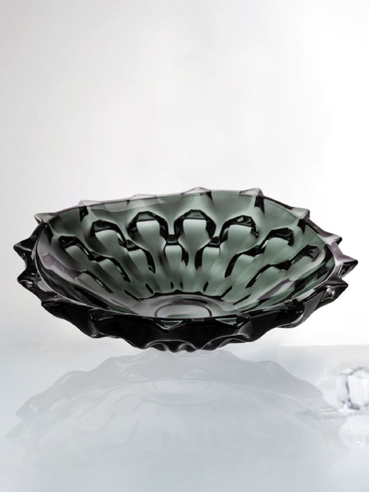 Khay pha lê Samba xám khói Bohemia 350mm - 599526