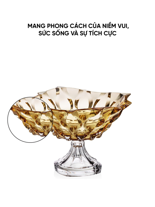 Khay pha lê có chân Samba màu hổ phách Bohemia 305mm - 584690