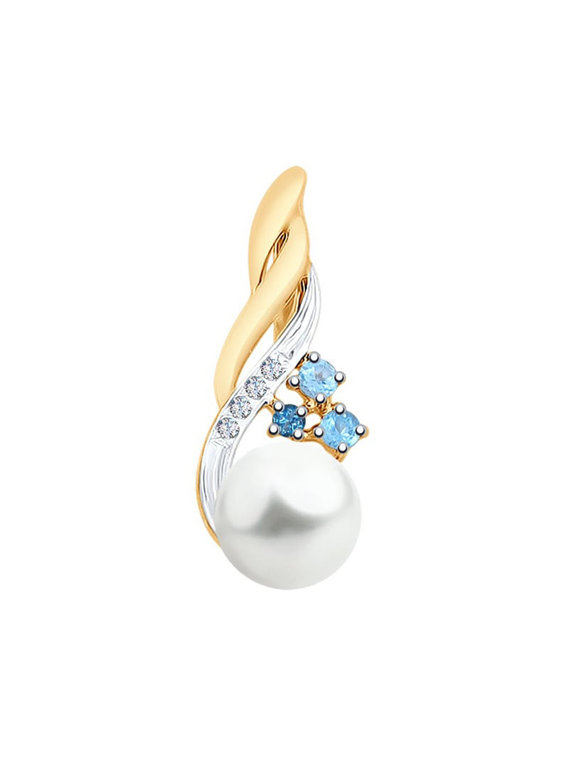 Mặt dây chuyền vàng 585, có đính ngọc trai, hoàng ngọc london - 793058