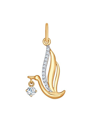 Mặt dây chuyền vàng 585, mã 035136, có đính đá cz