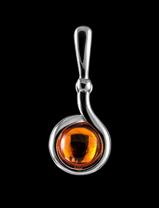 Mặt dây chuyền Amber Jewelry trang sức bạc 22K đính đá hổ phách thiên nhiên (Kotopez gosling) - 701707163