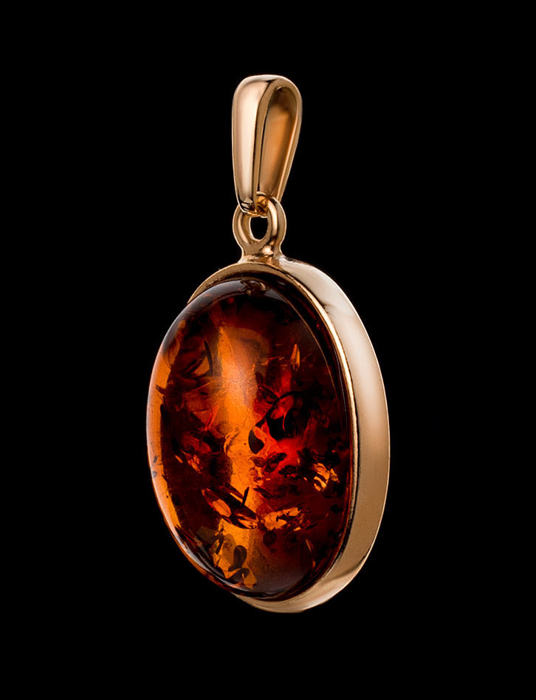 Mặt dây chuyền Amber Jewelry trang sức bằng bạc 22K đính đá hổ phách (Goji large) phủ vàng - 710211071