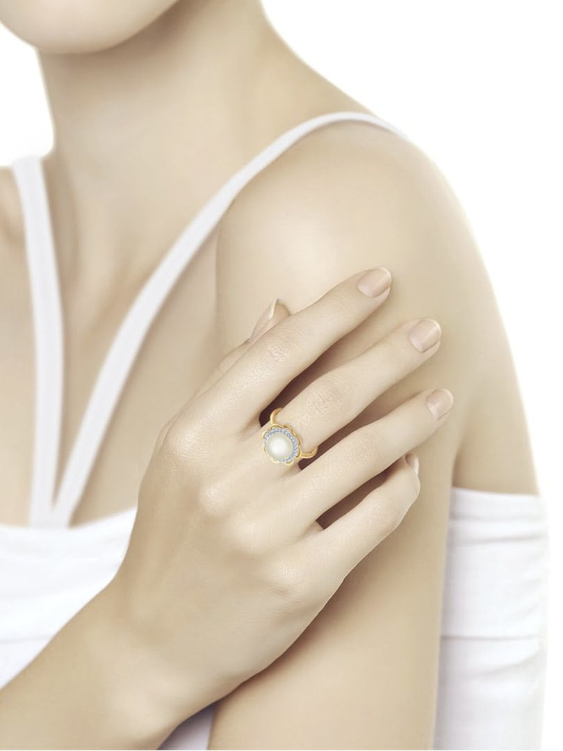 Nhẫn vàng 585 đính ngọc trai, cz mã 791011