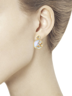 Bông tai vàng Sokolov đính kim cương và hạt cườm - 1021192no1893